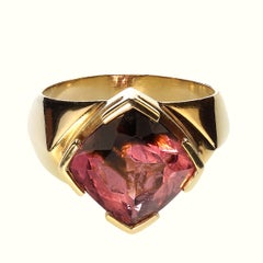 AJD Delightful Pink & Green Tourmaline in 18K Yellow Ring Perfect Gift