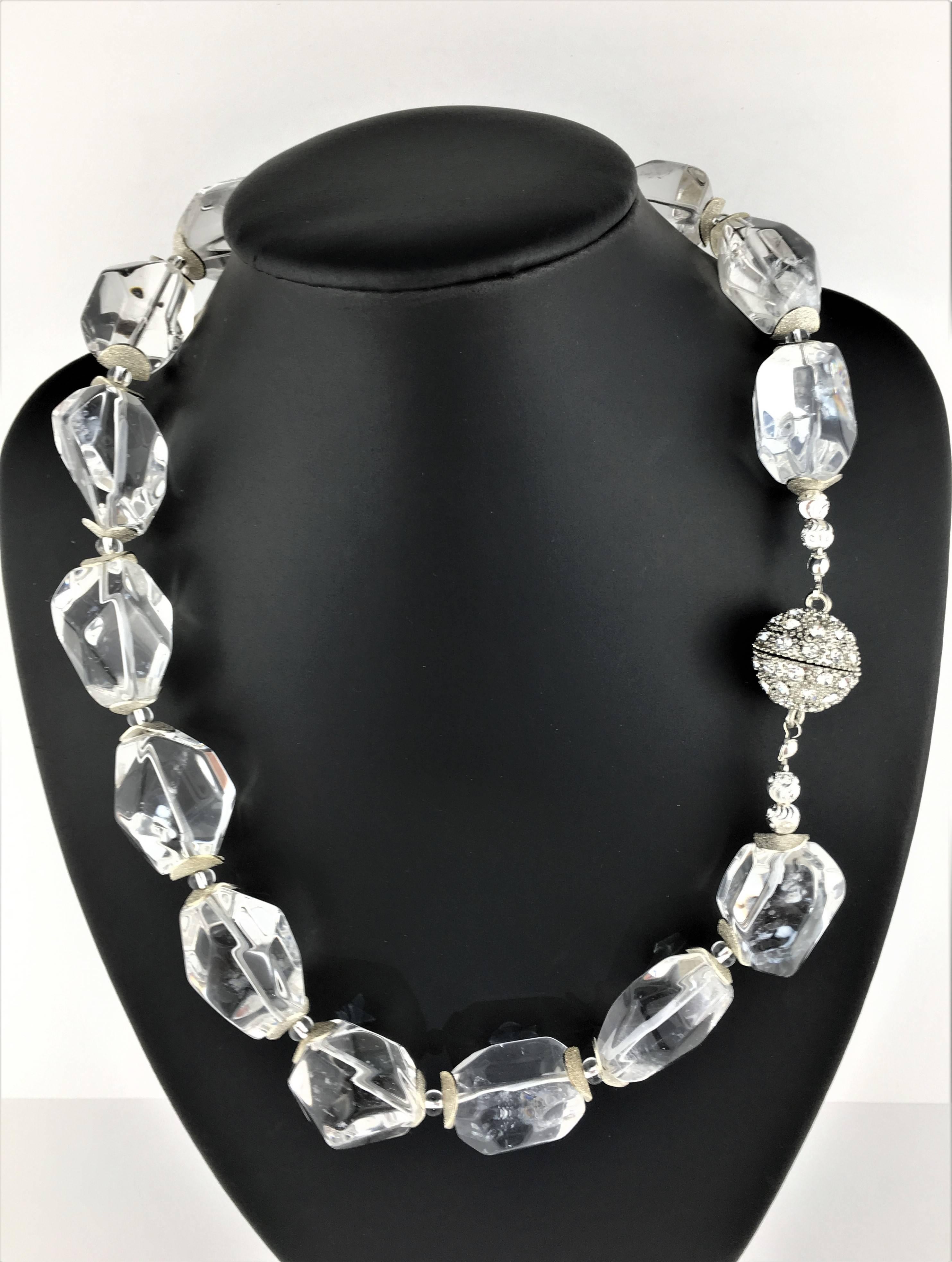 Faceted Quartz Crystal Nugget Necklace In New Condition In Raleigh, NC