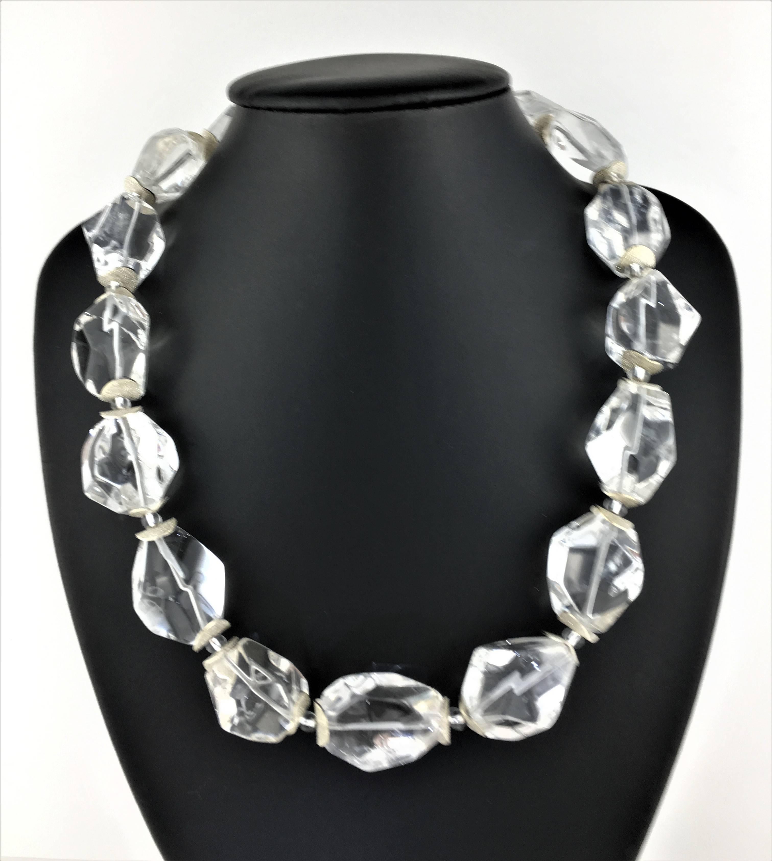 Women's or Men's Faceted Quartz Crystal Nugget Necklace
