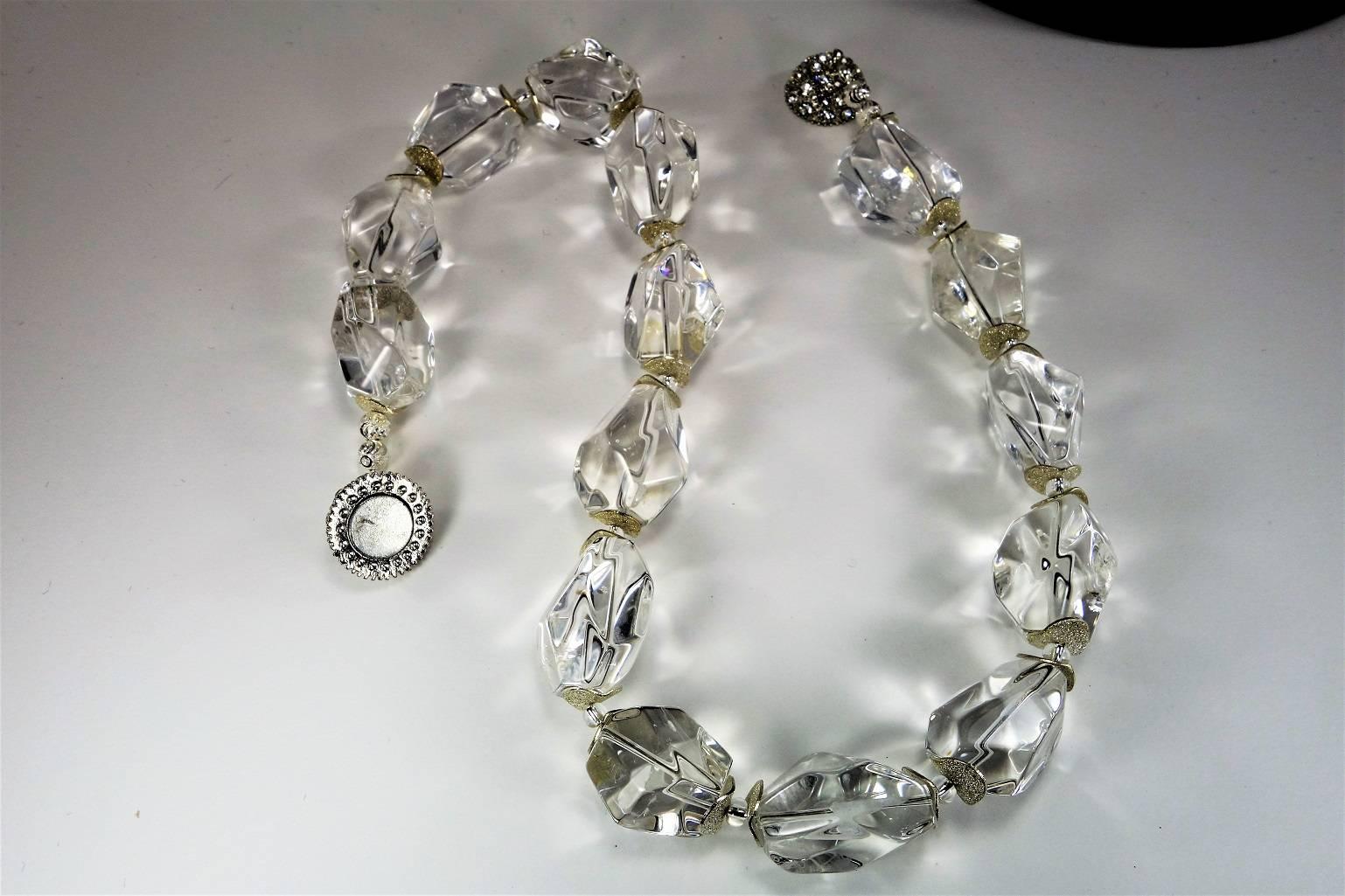Faceted Quartz Crystal Nugget Necklace 1