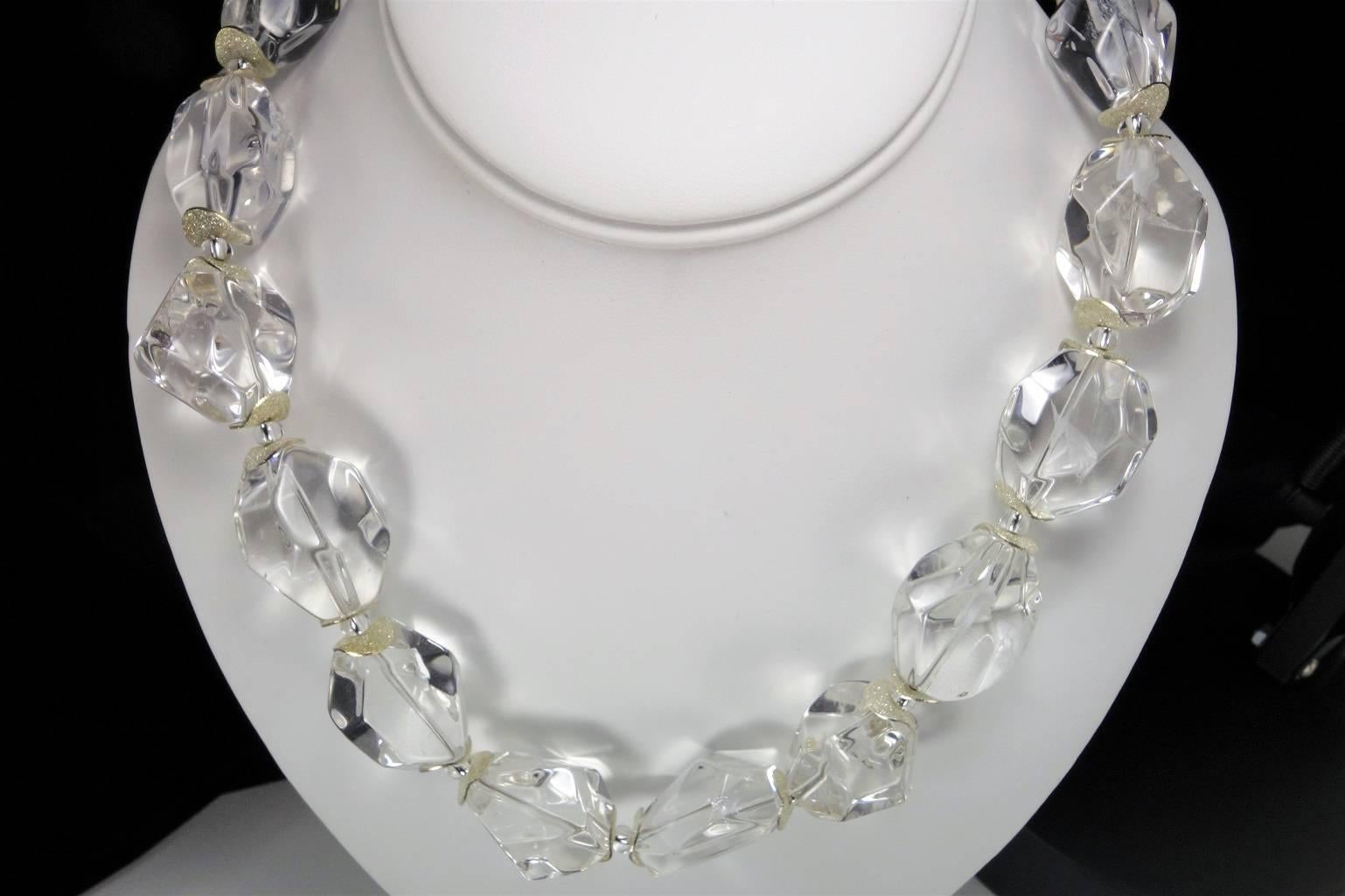 Faceted Quartz Crystal Nugget Necklace 3
