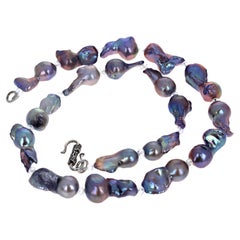 AJD Affascinante e bellissima collana di perle vere naturali multicolore lunga 19".