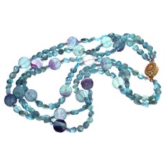AJD Bellissima collana a tre fili di apatite e fluorite reale da 17".