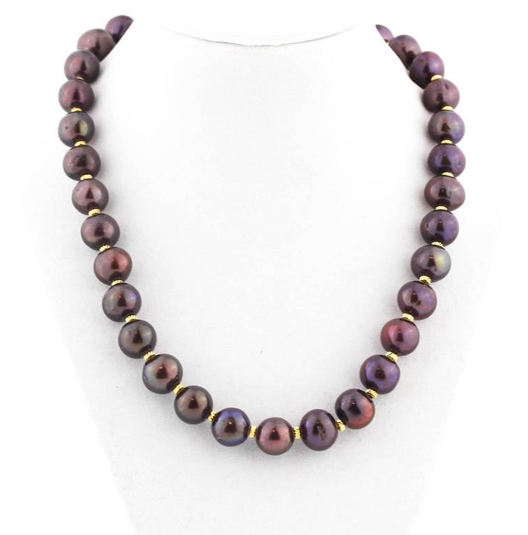 Gemjunky Unique Chocolaty WineColored Cultured Pearl Necklace at