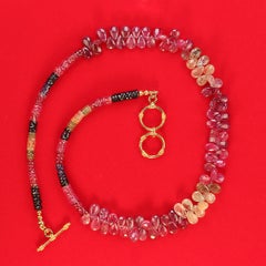 AJD Collana di zaffiri multicolore a briolette e tondi da 18 pollici