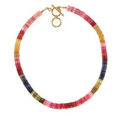 Unique Round Multi Color Sapphire 18 Inch Necklace