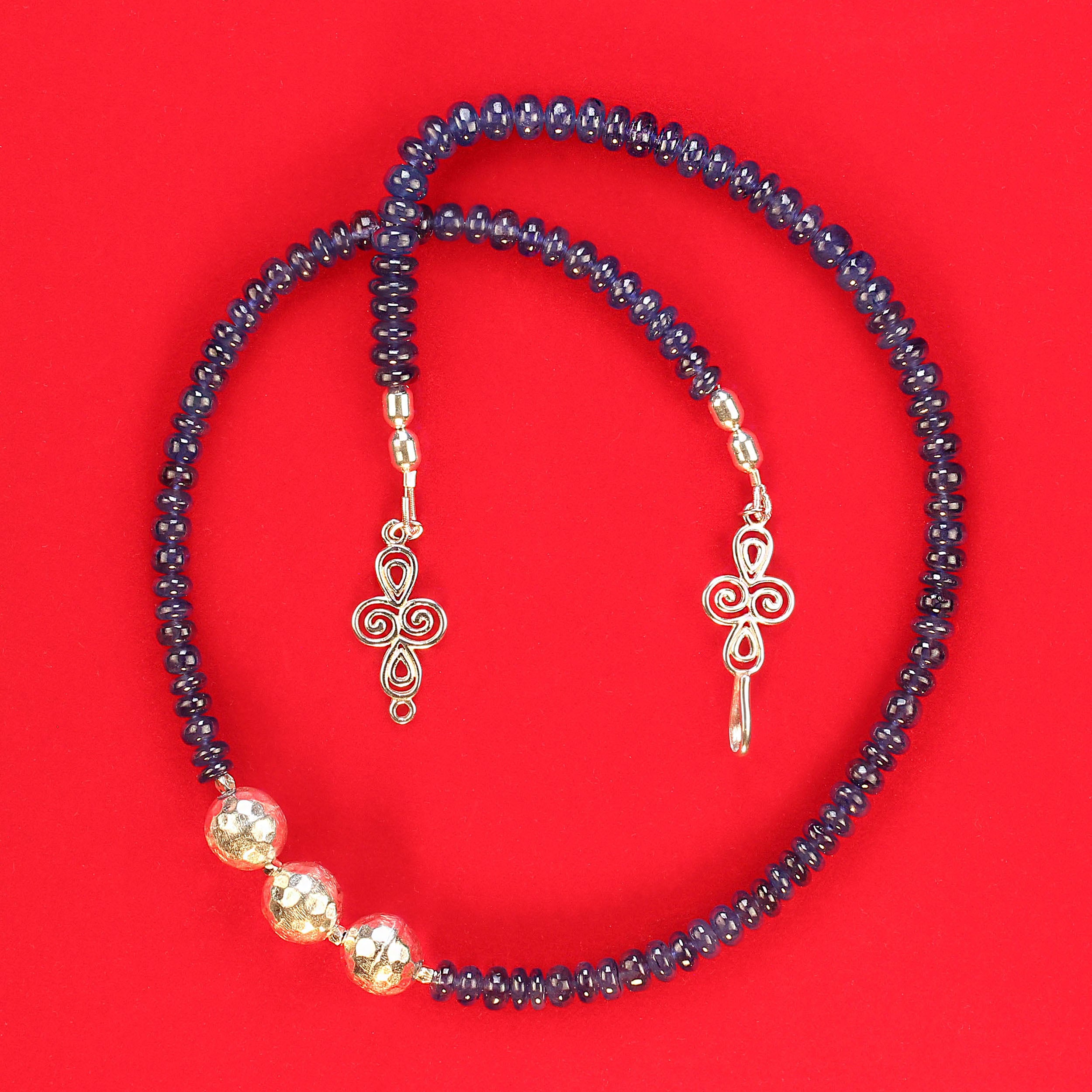 AJD Elegante Collar de Zafiro Azul y Plata de Ley de 19 Pulgadas