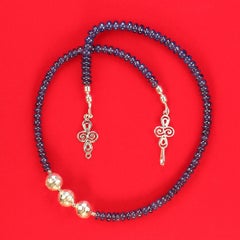 AJD Elegante collana di zaffiri blu e argento da 19 pollici