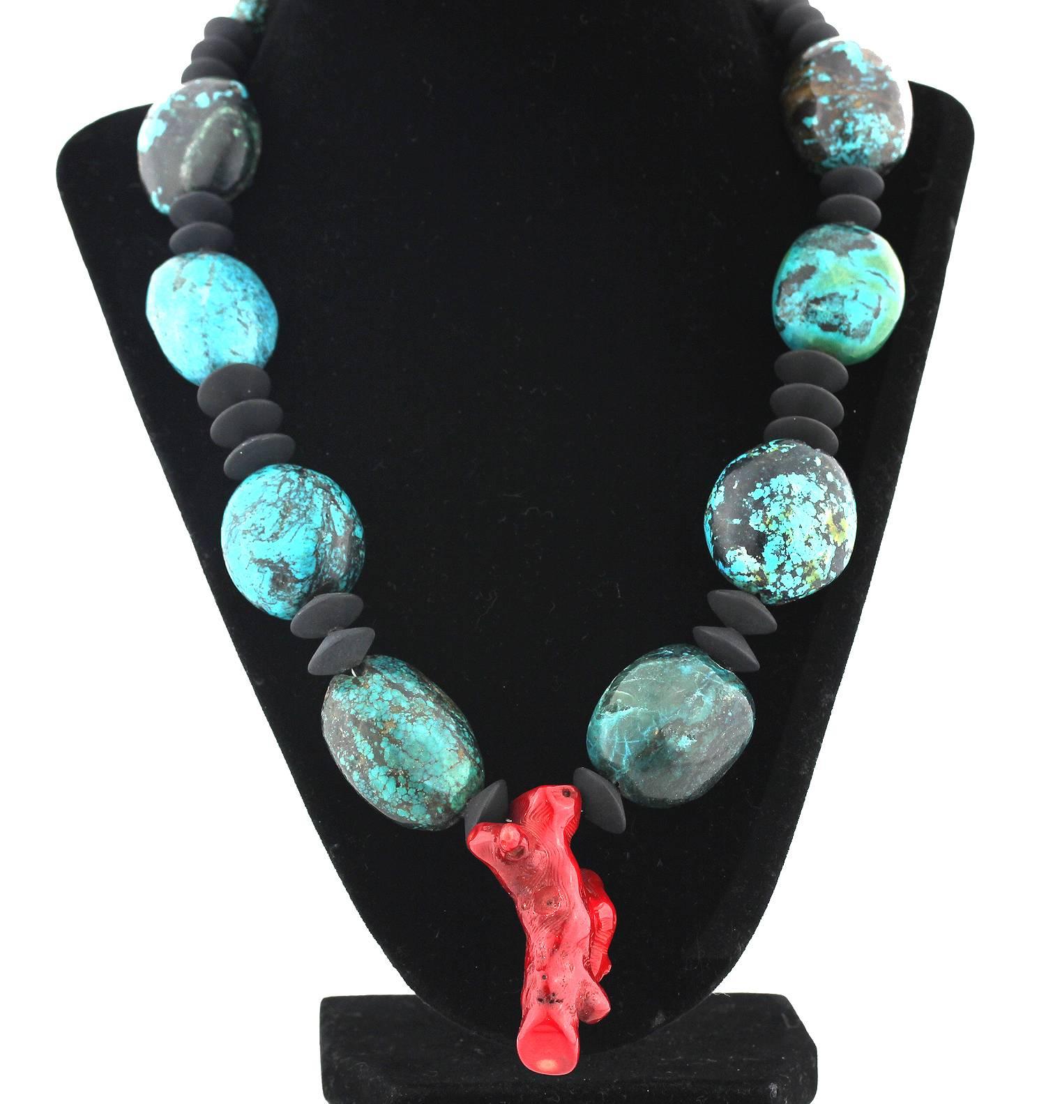 turquoise and coral necklace