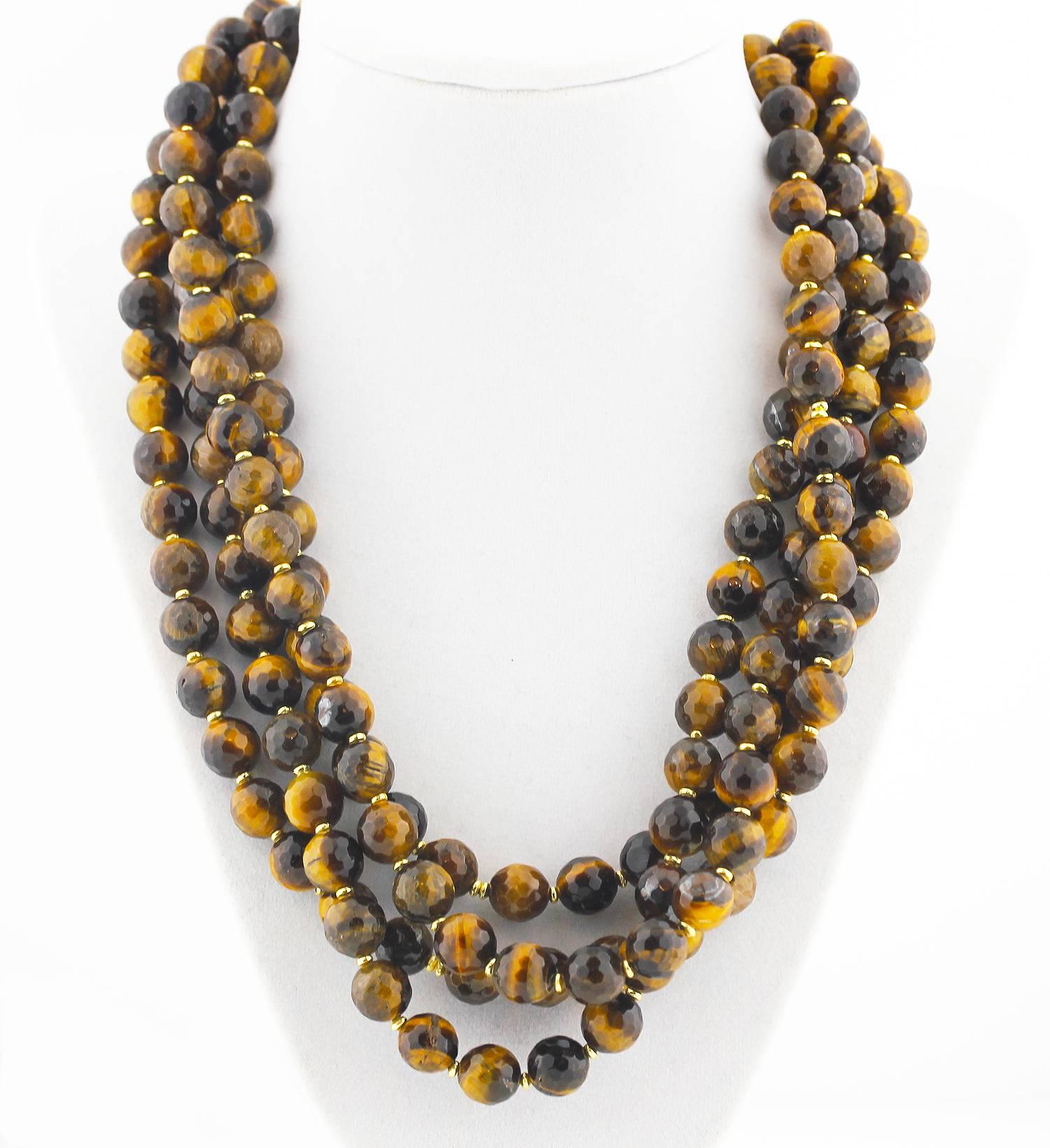 Tiger Eye and More Tiger Eye Necklace In Excellent Condition In Raleigh, NC
