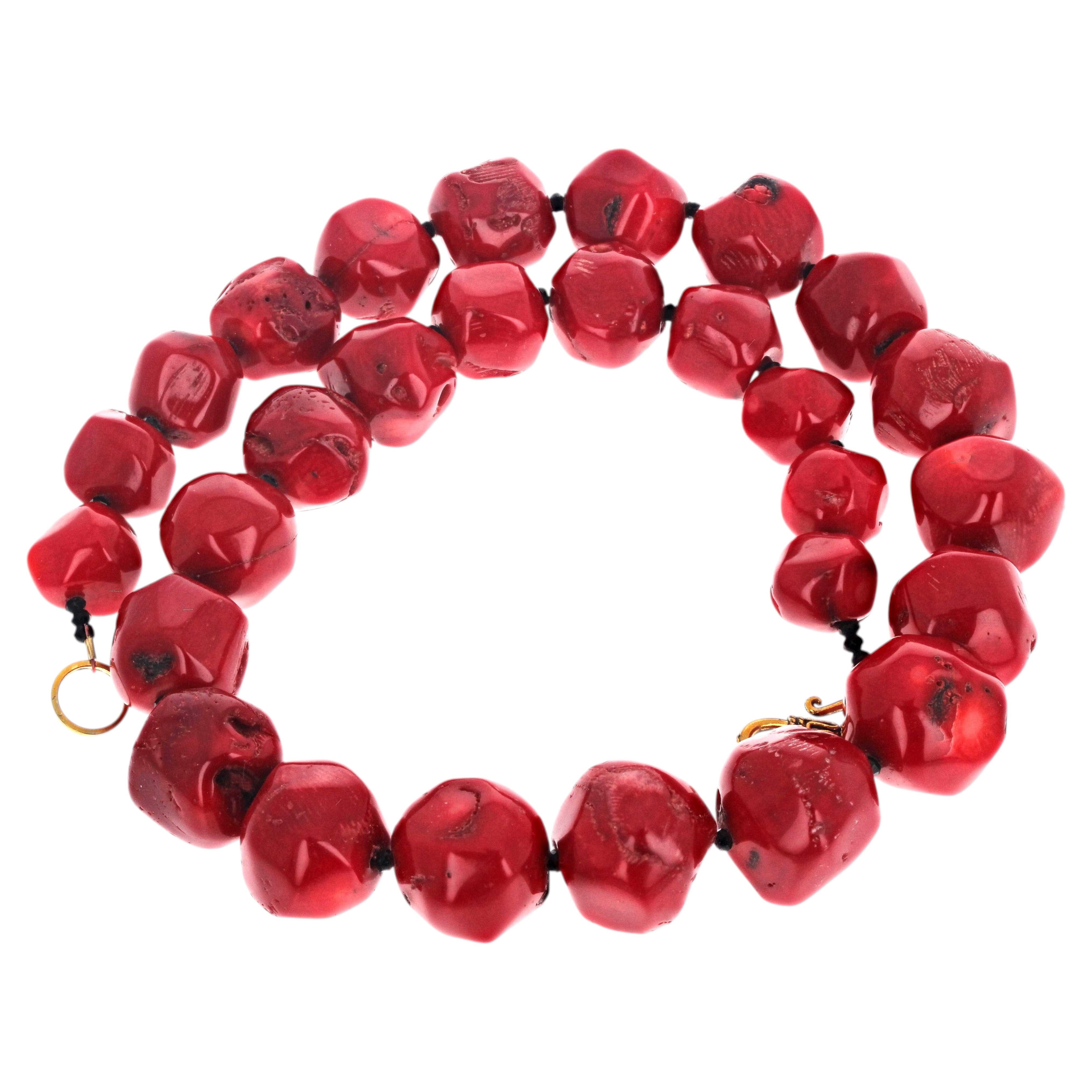 AJD Natural Elegant Chunky Red Coral & Beautiful Blue Turquoise 18" Necklace