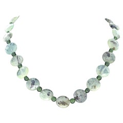 AJD Rare Prehnite and Little Jade Rondels 18" Necklace