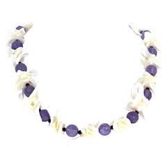 Precioso collar de amatista real y nácar de 20 pulgadas