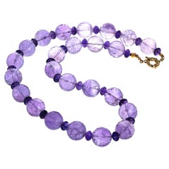 Echte große Amethyste und echte kleine Amethyst-Edelstein-Abstandshalter 21" Halskette