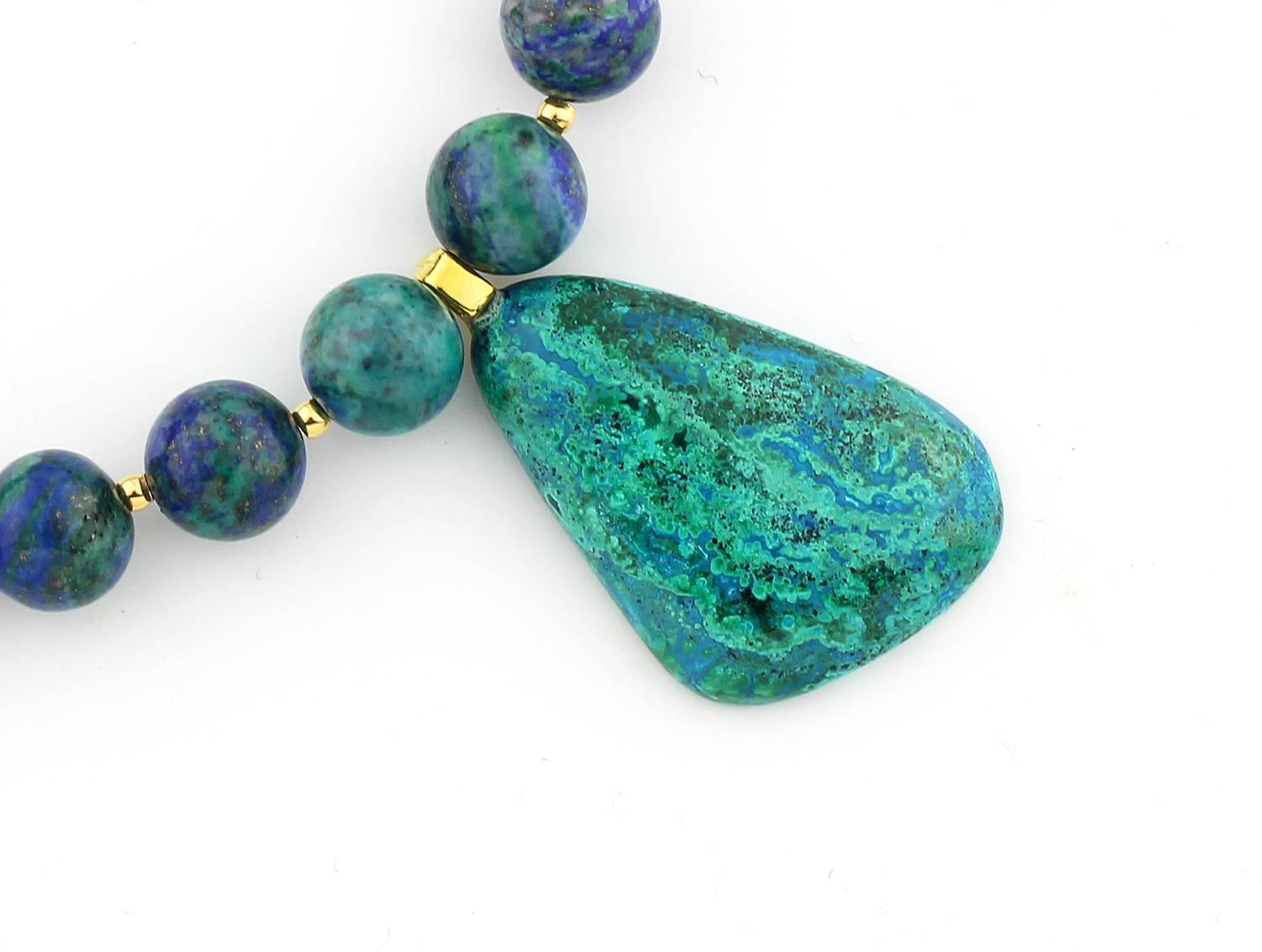 Rare and very unusual blue and green Azurite (also sometimes called Chessylite from a region in France) adorned with a blue/green Chrysocolla 