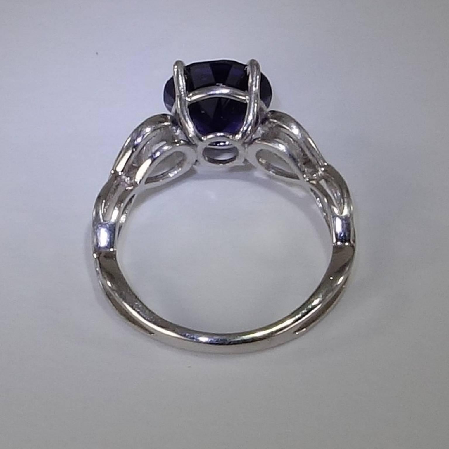 Blue Iolite and Silver Topaz Sterling Silver Ring In Excellent Condition In Raleigh, NC