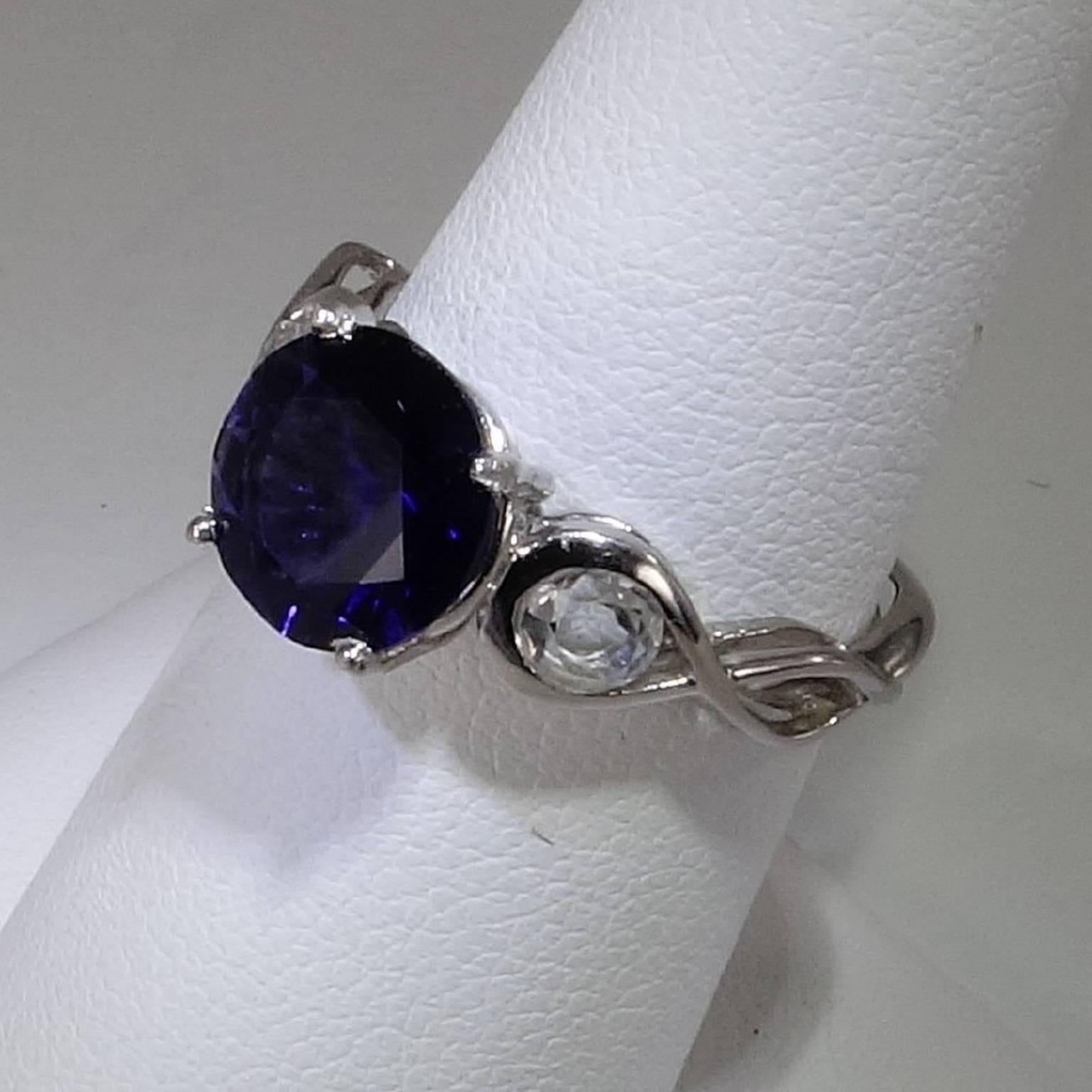 Blue Iolite and Silver Topaz Sterling Silver Ring 1