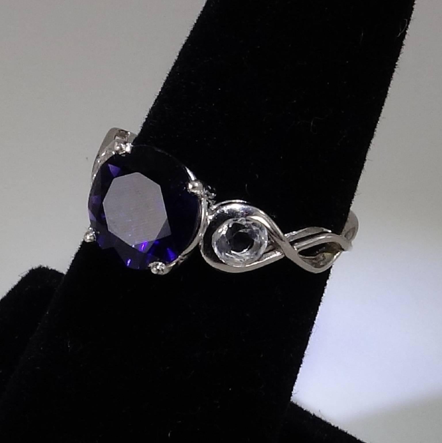 Blue Iolite and Silver Topaz Sterling Silver Ring 2