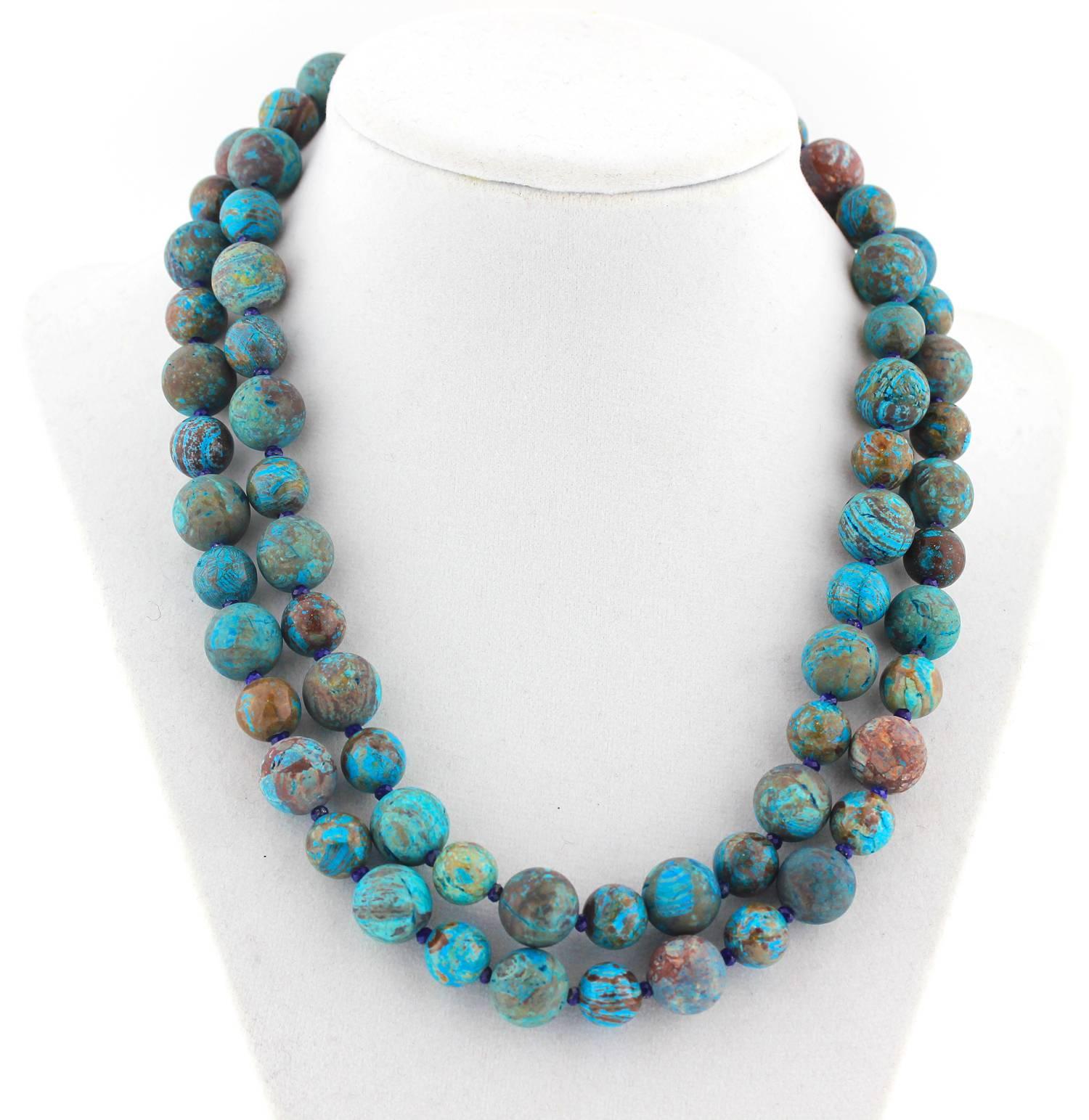 Gemjunky One of a Kind Beautiful Double Strand Blue Lace Agate Necklace In New Condition In Raleigh, NC