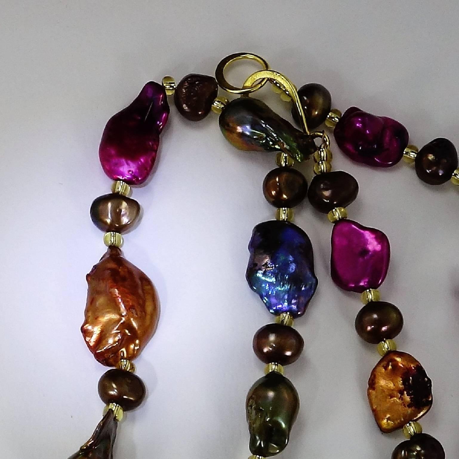 Jewel Tone Baroque Pearl Necklace 1