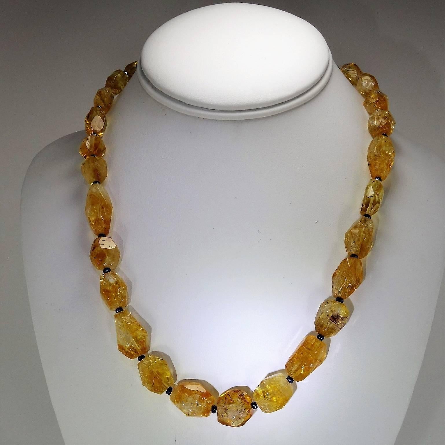 Faceted Chunk Citrine Necklace In Excellent Condition In Raleigh, NC