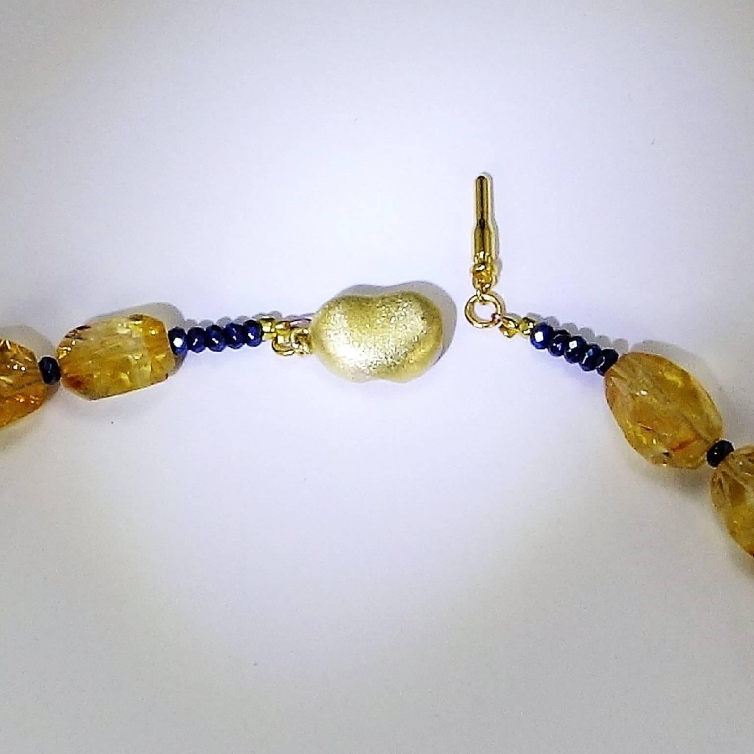 Women's or Men's Faceted Chunk Citrine Necklace