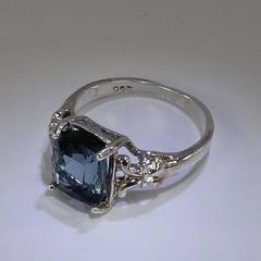 Blue Cushion Cut Tourmaline and Sterling Silver Ring
