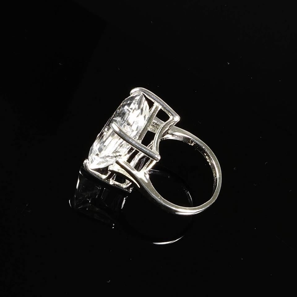 Artisan Large Cushion Cut Silver Topaz Sterling Silver Cocktail Ring