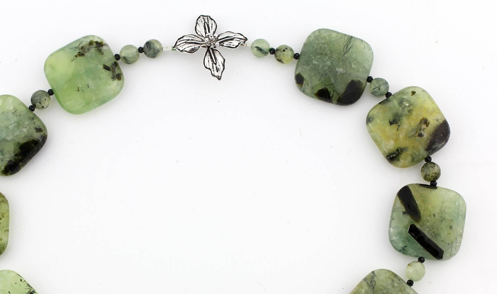 AJD Chic Translucent Large Brasilian Prehnite Necklace In New Condition In Raleigh, NC