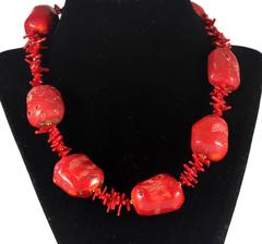 AJD Artistic Chic Extra-Large Red Bamboo Coral Necklace