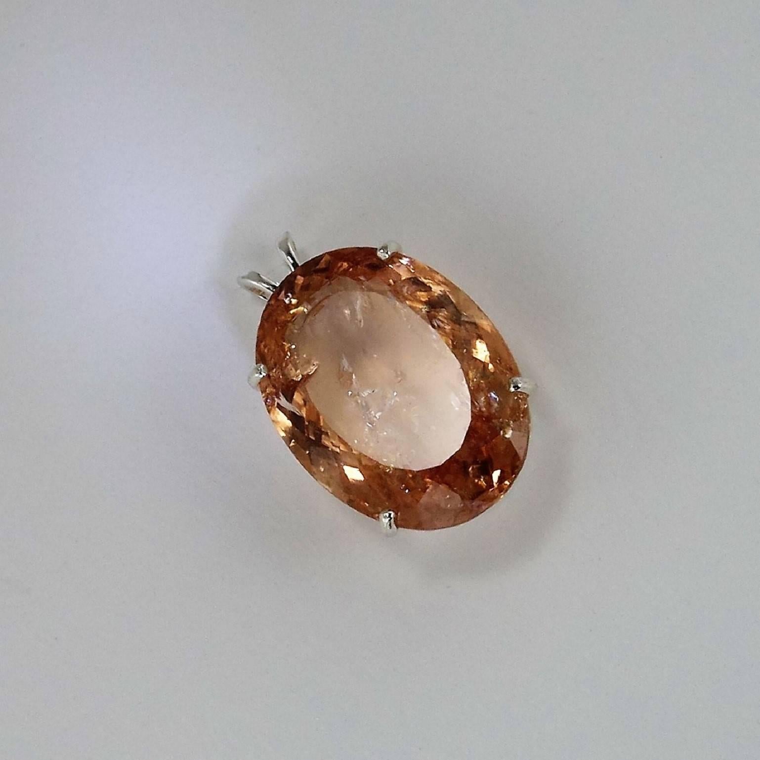 Oval Peach Morganite Pendant on Pearl Necklace June Birthstone 5