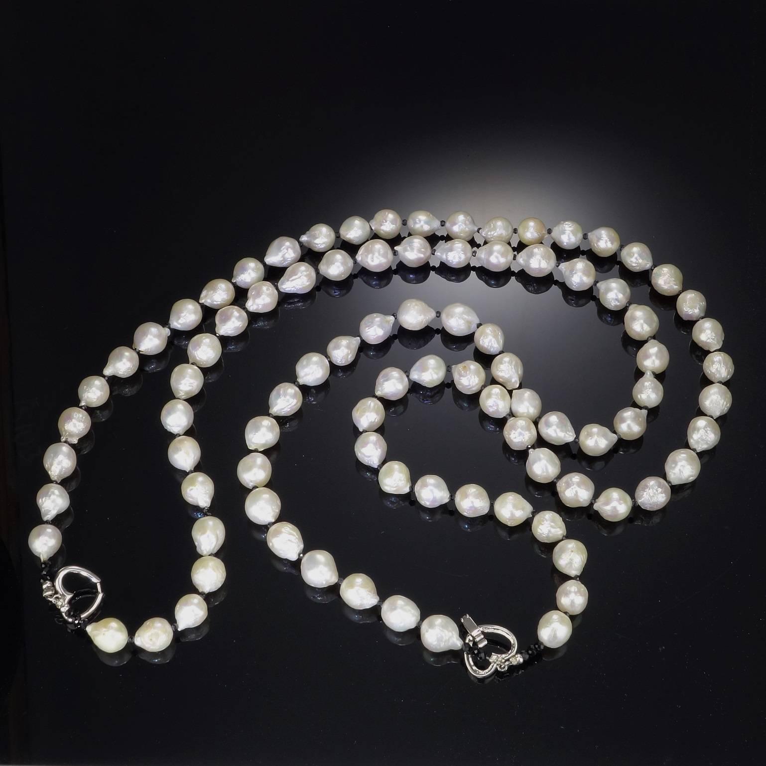Romantic Double Strand White Fireball Pearl Necklace