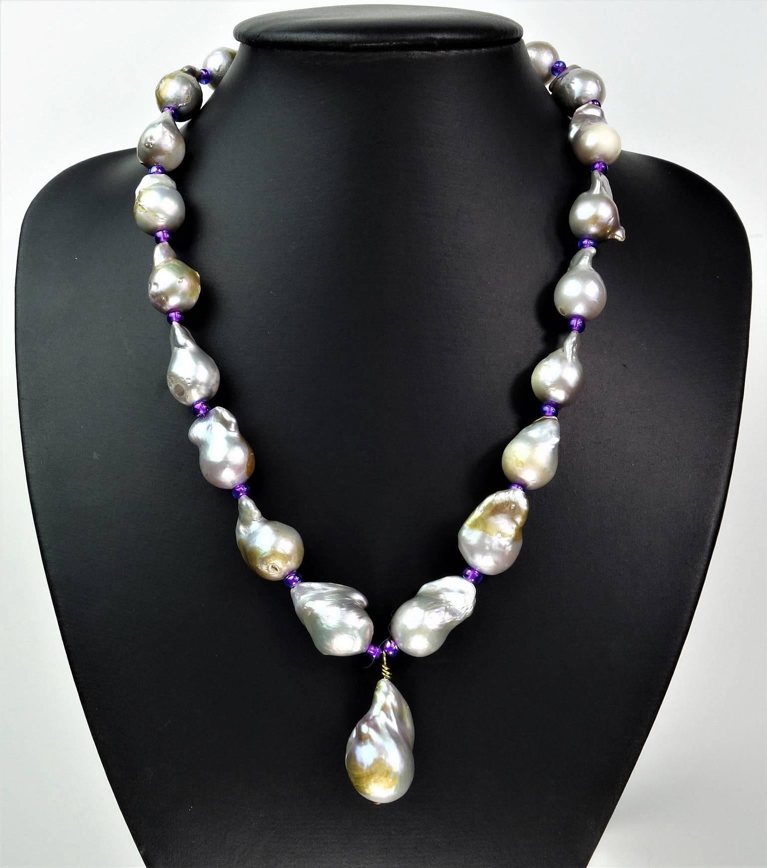 Gemjunky Baroque Pearl Necklace with Center Pearl Dangle 1