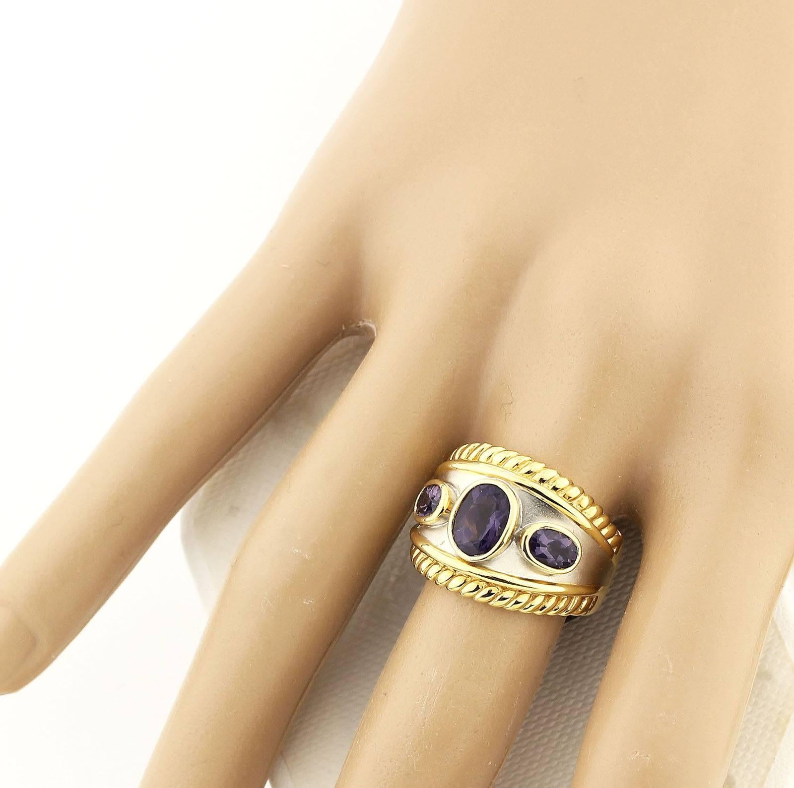 Women's Iolite Sterling Silver Gold-Plated Ring