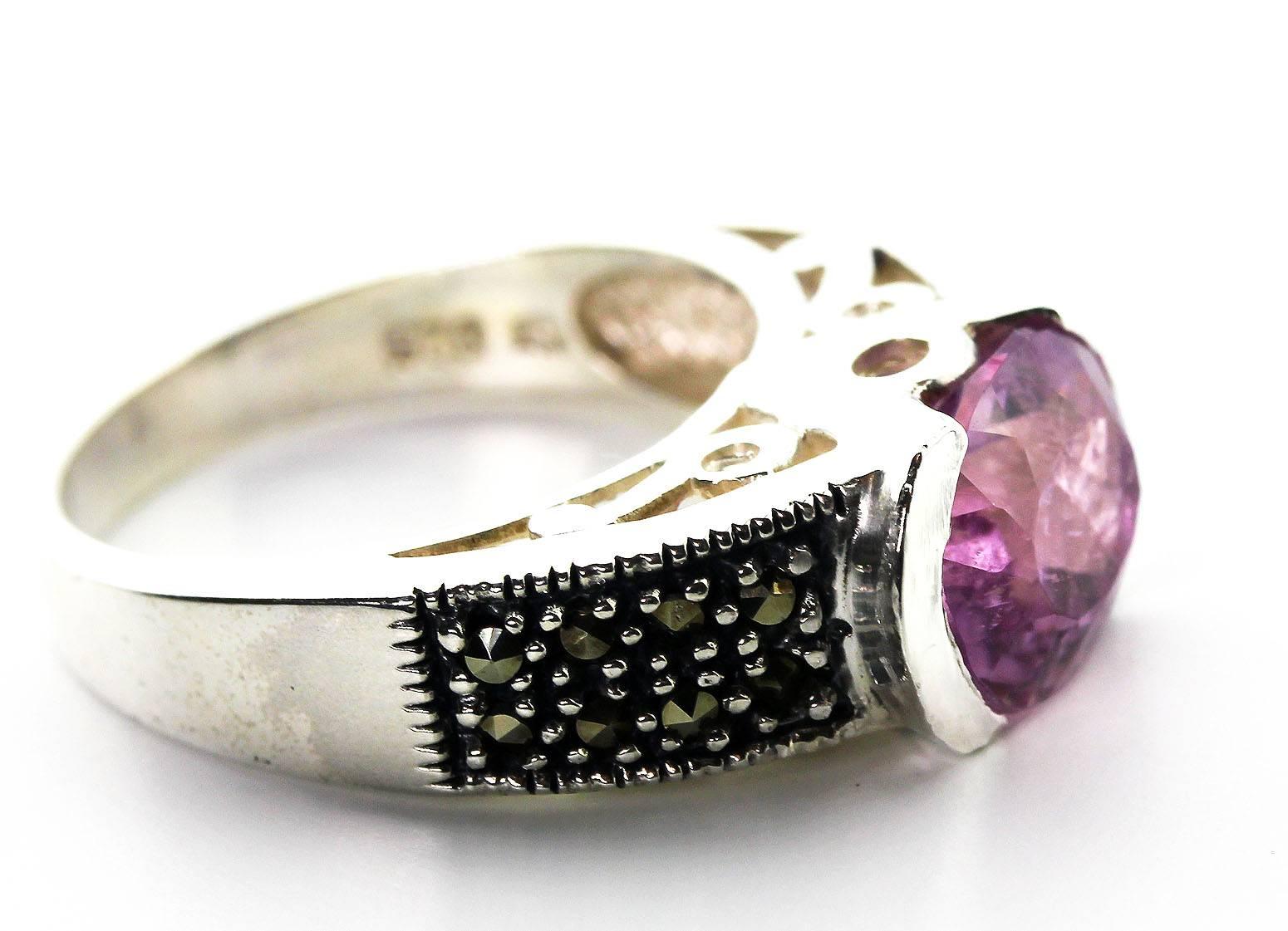 4.54 Carat Pink Kunzite Sterling Silver Cocktail Ring In New Condition In Raleigh, NC