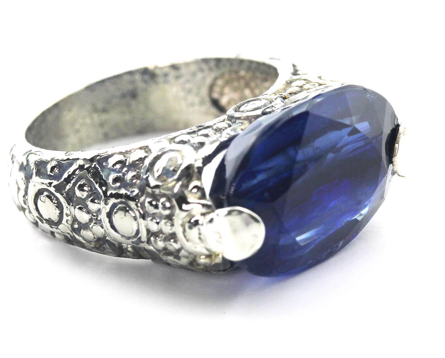 12.76 Oval Kyanite Sterling Silver Cocktail Ring 1