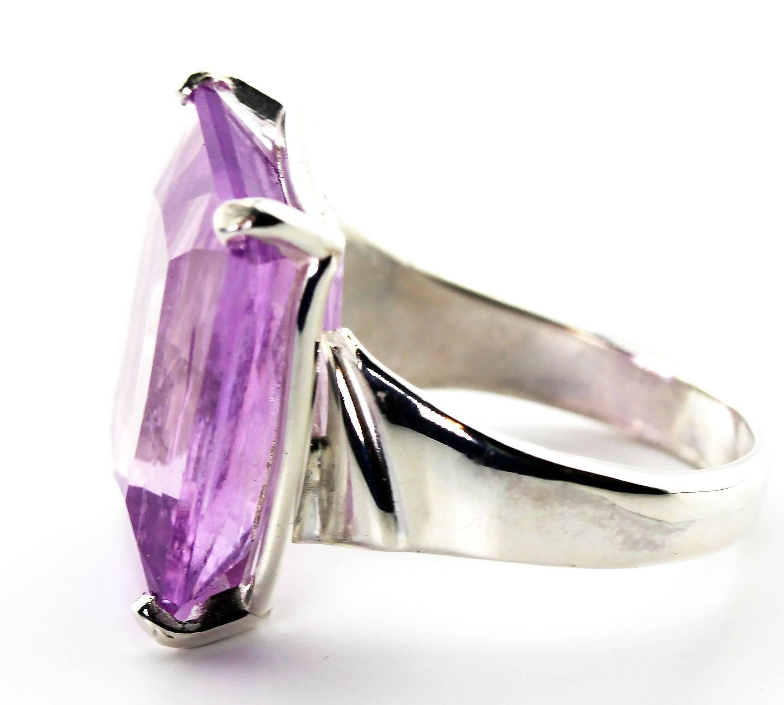 Cushion Cut AJD Fascinating HUGE Natural Violet Purple 15.98Ct Kunzite Sterling Silver Ring For Sale