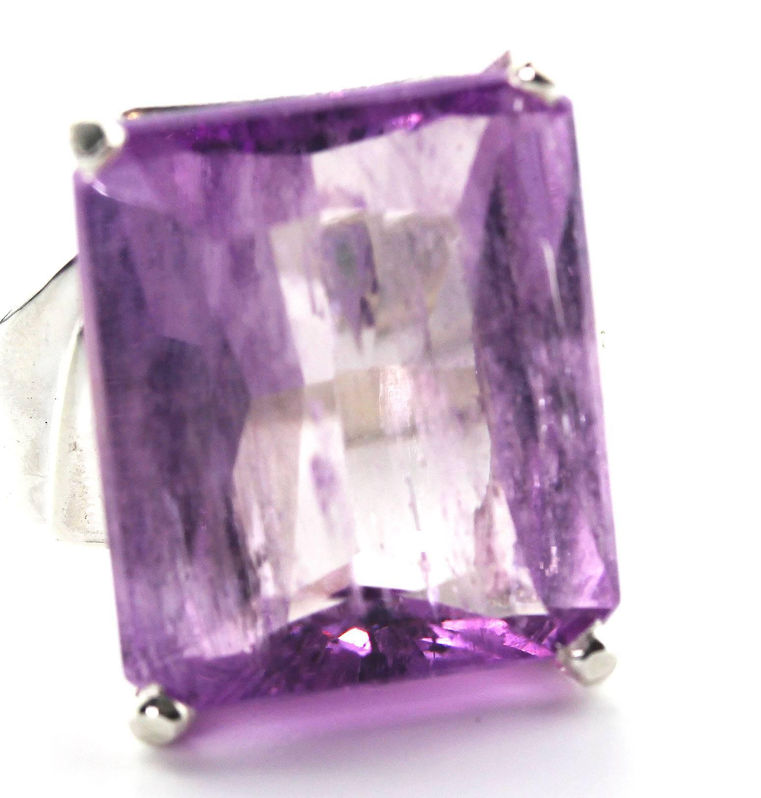 AJD Fascinating HUGE Natural Violet Purple 15.98Ct Kunzite Sterling Silver Ring In New Condition For Sale In Raleigh, NC