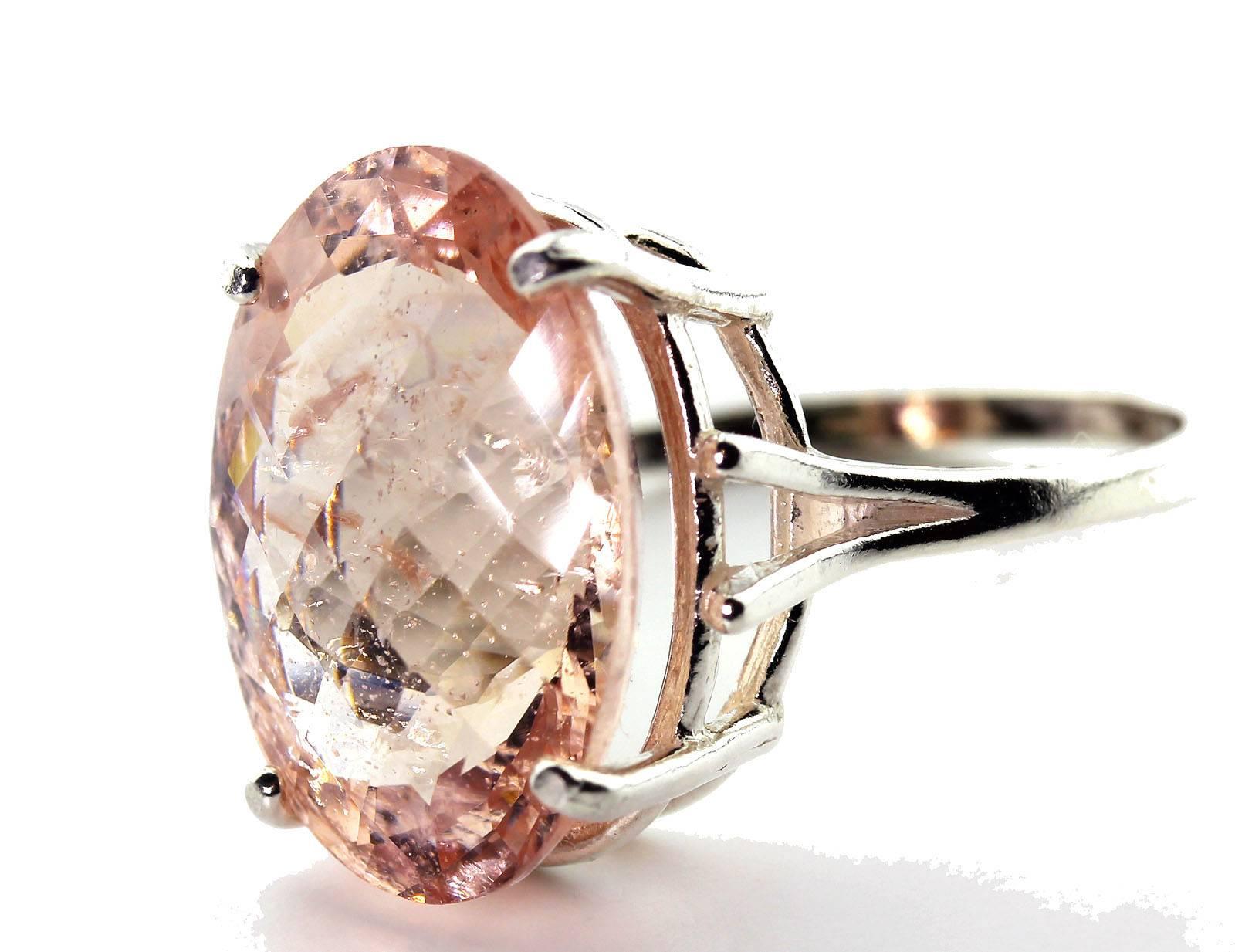 Women's 11.24 Carat Oval Morganite Sterling Silver Ring