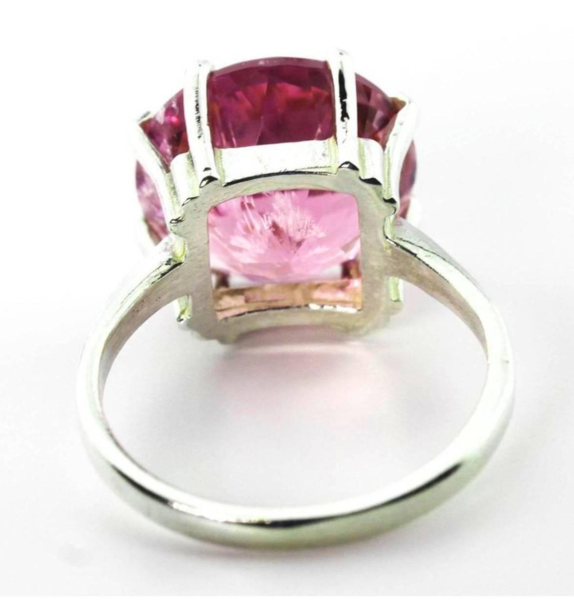 Women's AJD Magnificent Solitaire 14 Cts Round Pink Kunzite Sterling Silver Ring