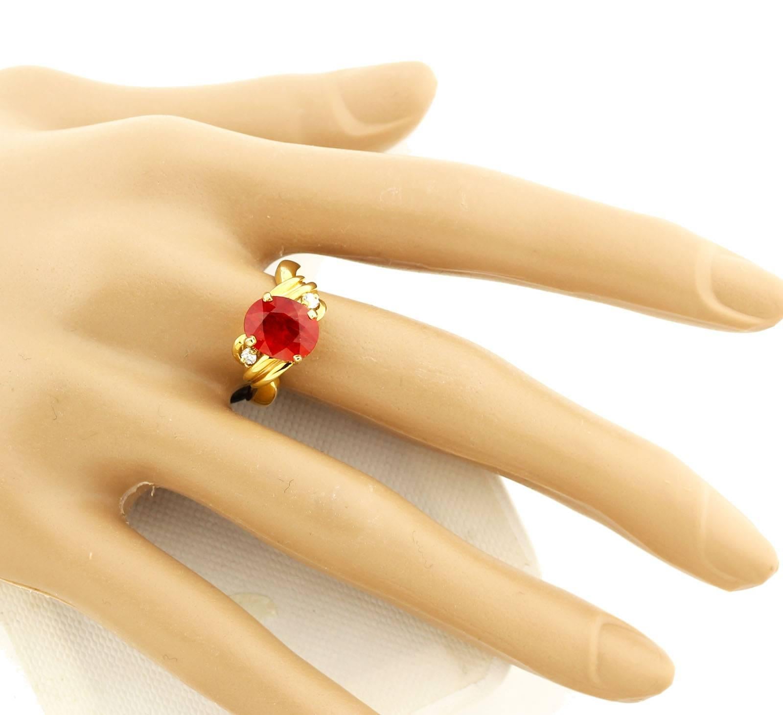 3.24 Carat Spessartite Garnet and Diamond Gold Cocktail Ring 1