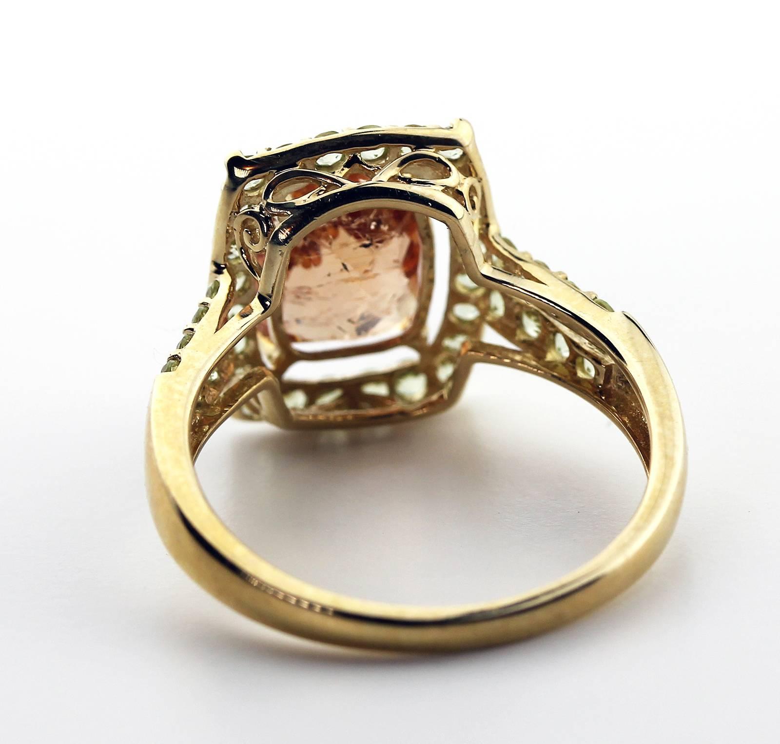 Artisan 2.61 Imperial Topaz and Diamond 10Kt Yellow Gold Ring