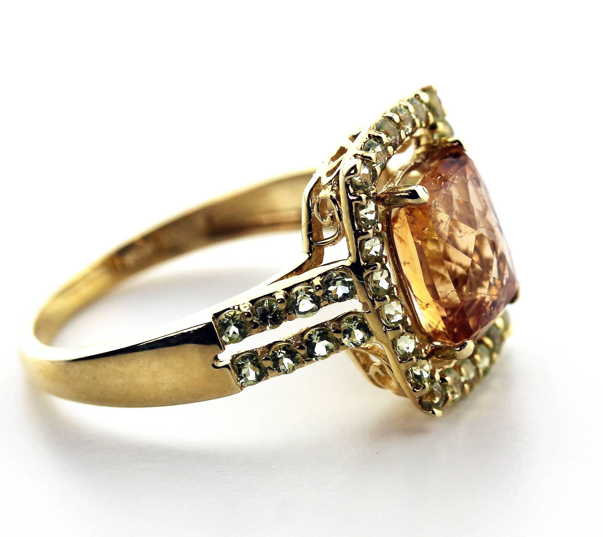 2.61 Imperial Topaz and Diamond 10Kt Yellow Gold Ring In New Condition In Raleigh, NC