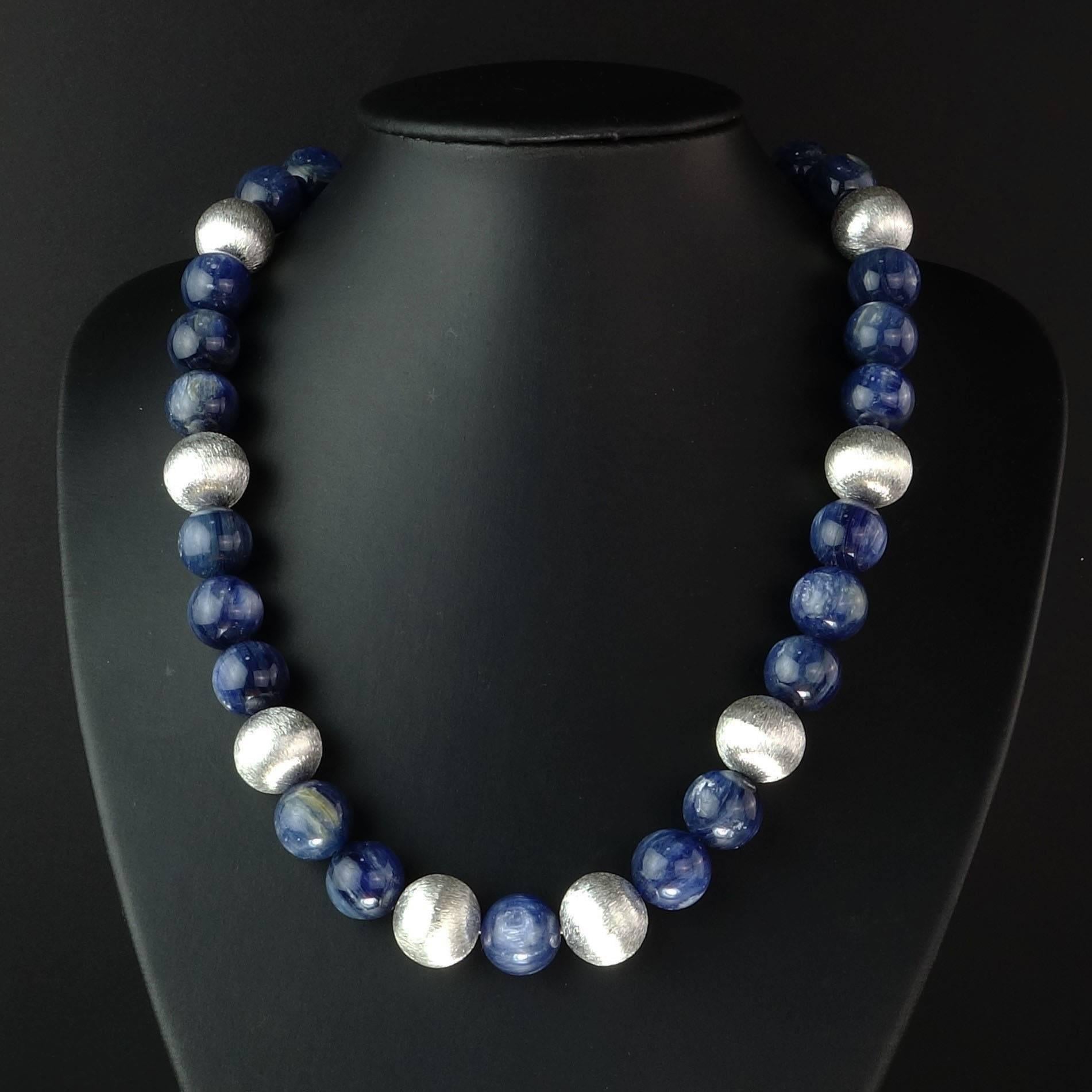 Women's Gorgeous Kyanite and Silver Necklace with Sterling Silver Clasp