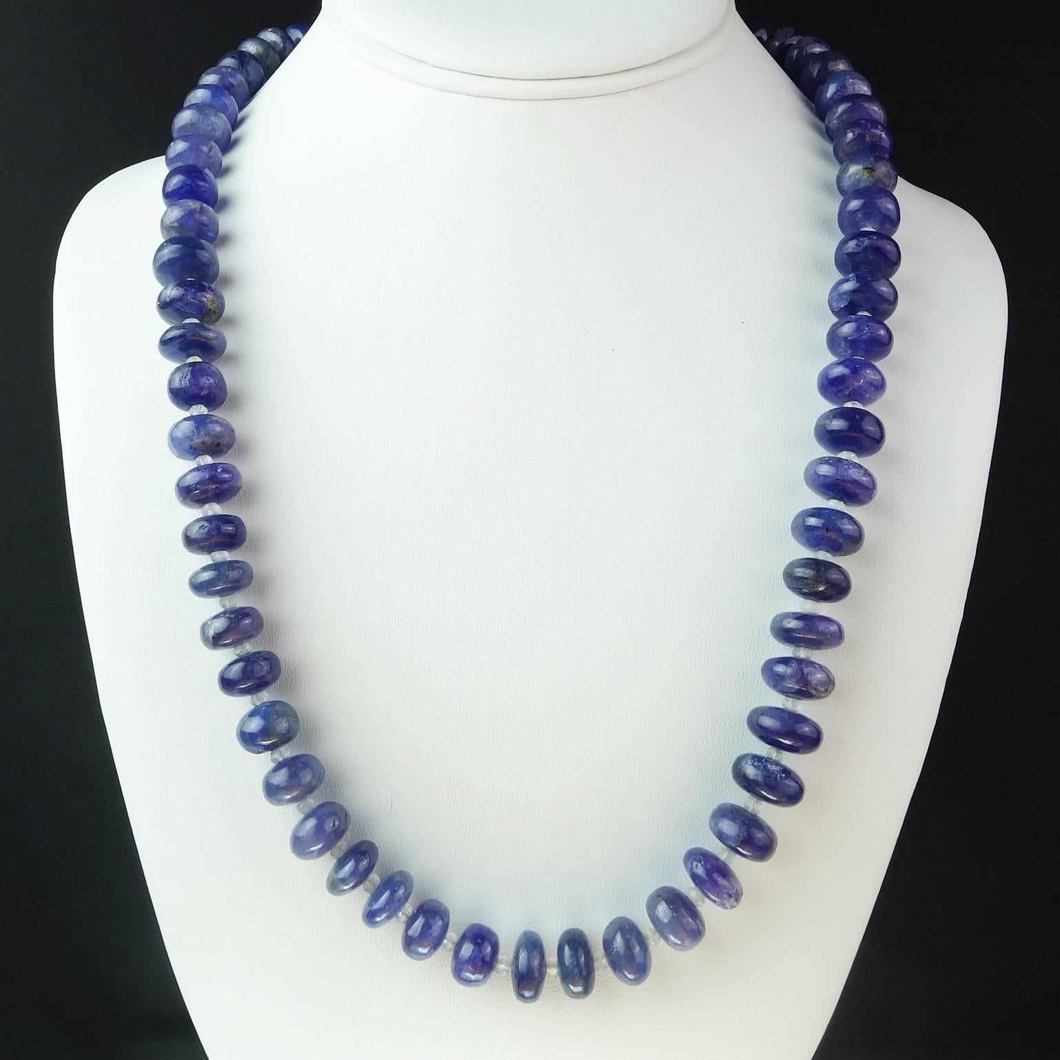 Gorgeous Translucent Tanzanite Rondel Necklace with Sterling Silver Clasp 2