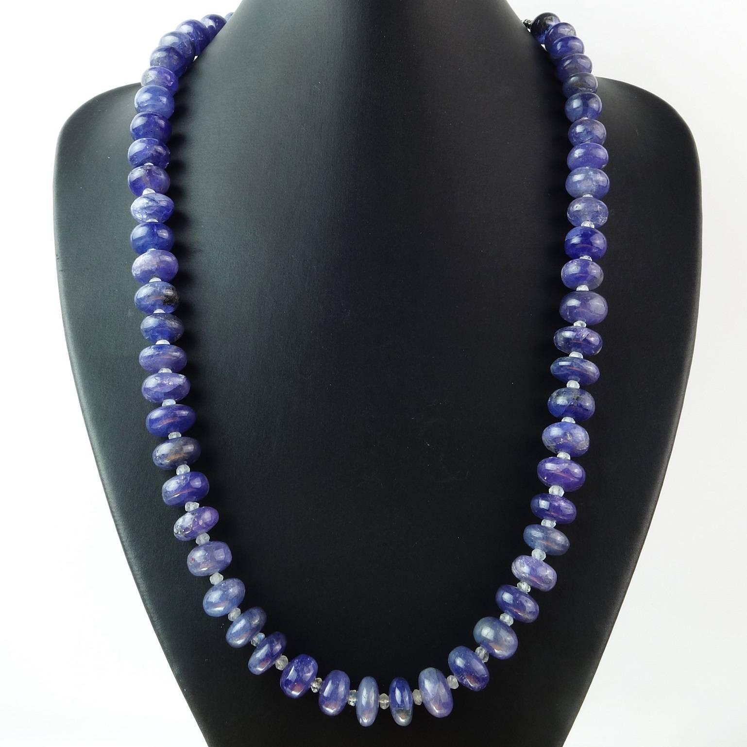 Gorgeous Translucent Tanzanite Rondel Necklace with Sterling Silver Clasp 3