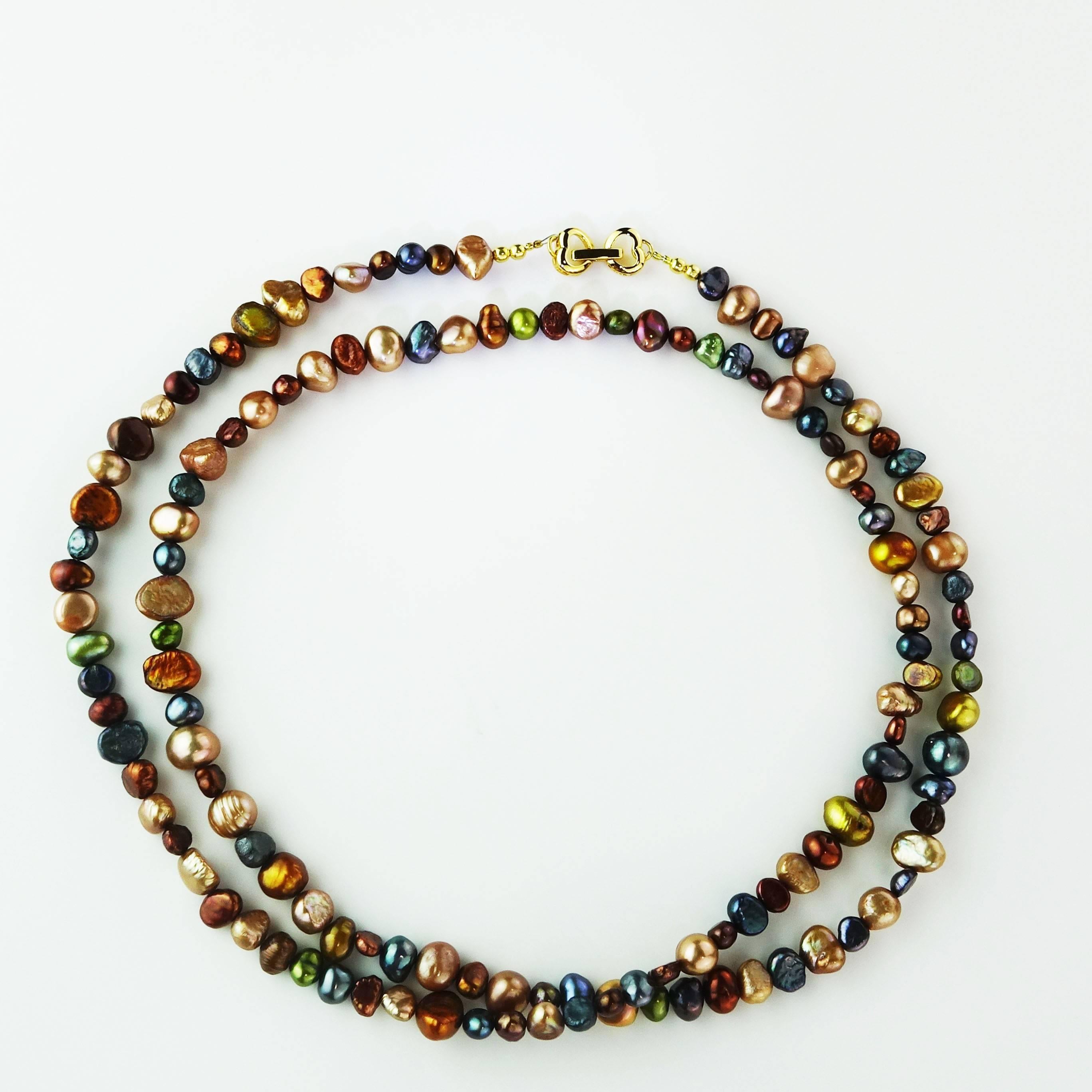 Women's or Men's Deep Multi Color Jewel Tone Freshwater Pearl Necklace