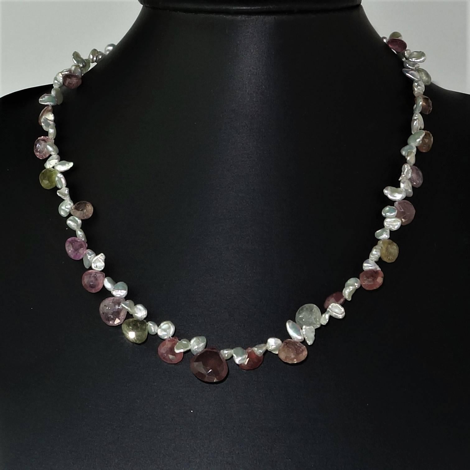 Artisan Gemjunky Choker of Multi-Color Natural Sapphire Biolettes and Freshwater Pearls