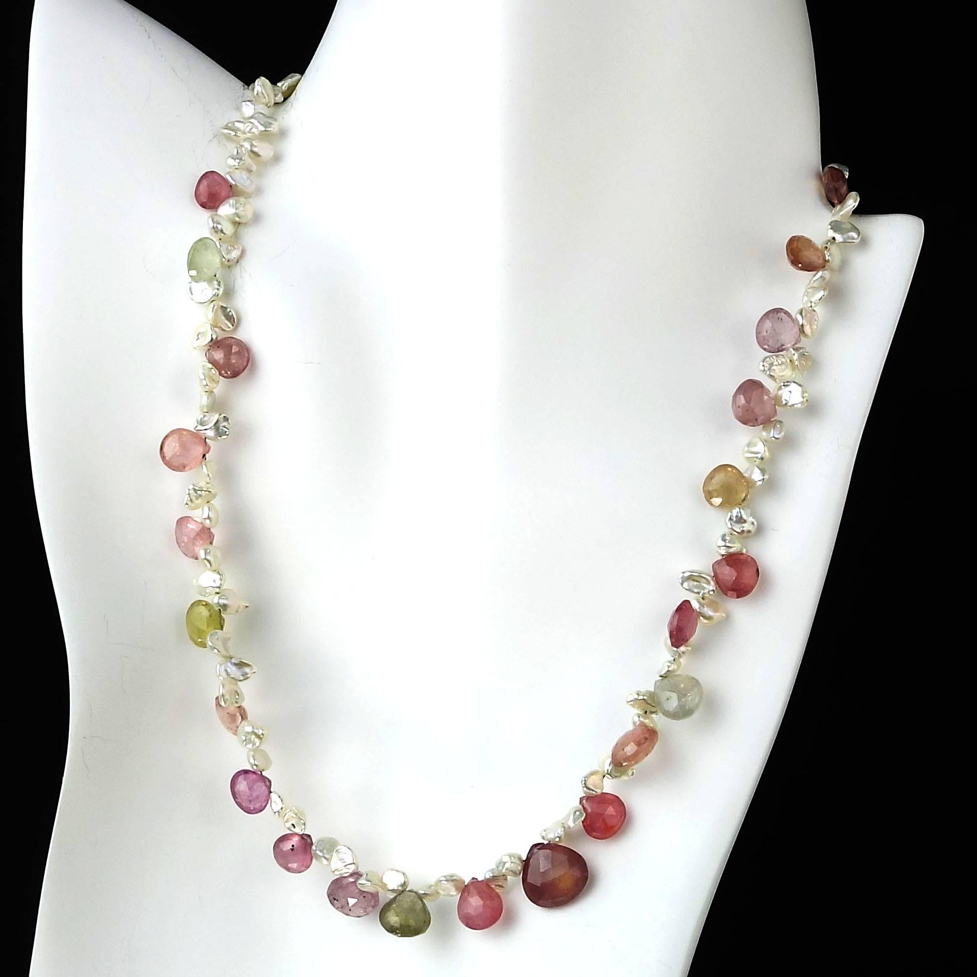 Gemjunky Choker of Multi-Color Natural Sapphire Biolettes and Freshwater Pearls 1