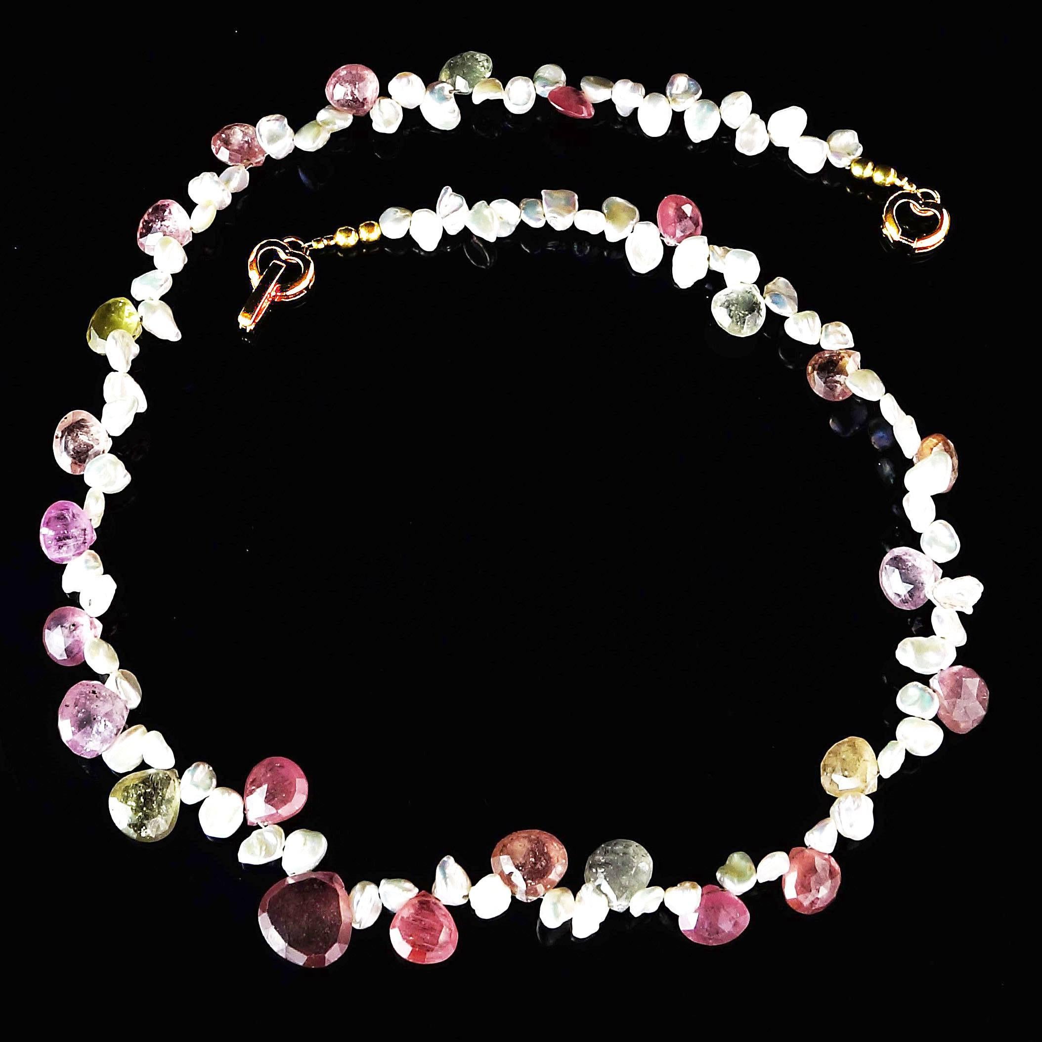 Gemjunky Choker of Multi-Color Natural Sapphire Biolettes and Freshwater Pearls 2